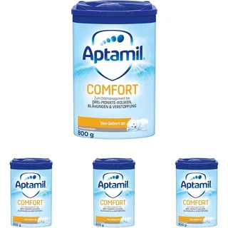 Aptamil Comfort – Spezialnahrung von Geburt an, Zum Diät Management, Bei Koliken, Blähungen & Verstopfungen, Palmöl, Milchpulver, 1x 800 g (Packung mit 4)
