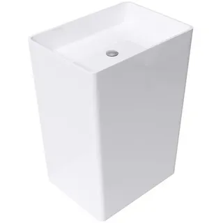 doporro Waschbecken Standwaschbecken Standsäule freistehend aus Mineral mit Nano Colossum, besonders leichte Reinigung weiß 48 cm x 85 cm x 35 cm