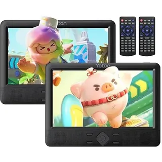 Yoton 10,5-Zoll DVD Players Auto 2, Tragbarer DVD-Player fürs Kinder, unterstützt USB-/SD-Kartenwiedergabe, mit Kopfstützenhalterung, 5 Stunden Akkulaufzeit