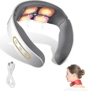 Neurotex Nackenmassagegerät Kabellos, Nurotex 11-In-1 NackenlöSung, 6 Modi & 9 Intensitäten, 42°c Wärmetherapie, Elektrische Lmpulse Gegen Schmerzen & Verspannungen, Tragbar & Wiederaufladbar (Weiß)