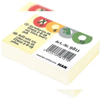 HAN Karteikarten DIN A8 quer, 120 g/qm, für CROCO 2-6-19, gelb