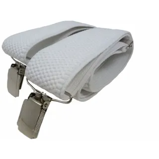 Olata Hosenträger mit 3 Clips - 3.5cm. Weiß - Einheitsgröße