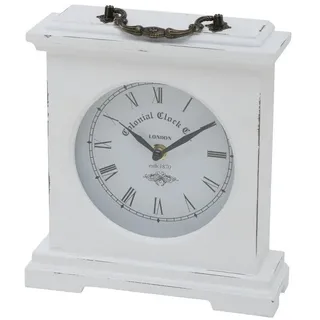 mucHome Tischuhr Betty Weiß, Höhe 24cm Analoge Uhr Standuhr mit römischen Ziffern weiß