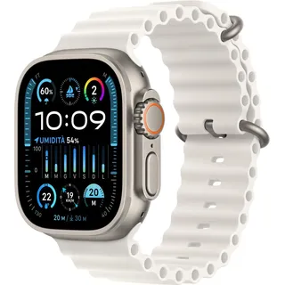 GPS + Cellular 49 mm Titangehäuse natur, Ocean Armband weiß One Size