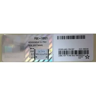 Microsoft Windows 11 Pro Lizenz OEM Original COA Sticker Aufkleber