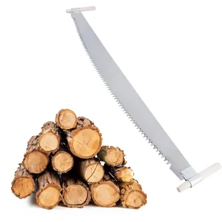 BAUSTER® Zweimann-Baumsäge mit Holzgriffen – Handsäge für Baumstämme & Brennholz – robuste Zwei-Mann Säge für Forstarbeiten – langlebige Forstsäge manuell