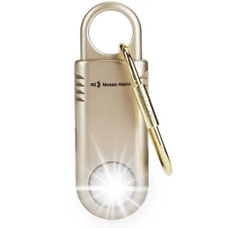 135 dB wiederaufladbarer Personalalarm mit ultraheller Taschenlampe. Rutschfester Schlüsselanhänger-Notfallsirene für Frauen & Kinder. SOS-Sirene & Bärenabwehr-Alarm beim Wandern. Gold