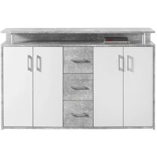 CARRYHOME Highboard Drift Dekor Weiß / Grau