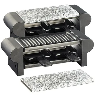 Rosenstein & Söhne Tischgrill: Raclette für 4 Personen, mit Grillaufsatz und heißem Stein, 350 Watt (Raclette-Grillplatten, Raclette-Tischgrill, Raclett)