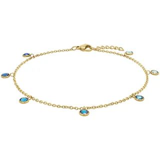 Amor Fußkette AMOR "2036447", gold (gelbgoldfarben, blau, blau), Fußketten, Damen, Edelstahl, mit Zirkonia (synth.)