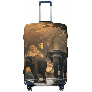 ADAhgu Modische Kofferhülle mit Natur-Elefanten, personalisierbarer Gepäckschutz für Reisen und Business, Schwarz , S
