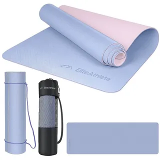 HOEL EliteAthlete Yogamatte - Sportmatte - Fitnessmatte - Gymnastikmatte gepolstert & rutschfest für Fitness, Pilates - Yoga Matte - 183 cm x 61 cm x 0.6 cm - Trainingsmatte inkl. Transportgurt + Tasche