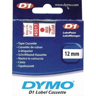 Dymo D1 Beschriftungsband, 12mm, rot/transparent (45012 / S0720520)