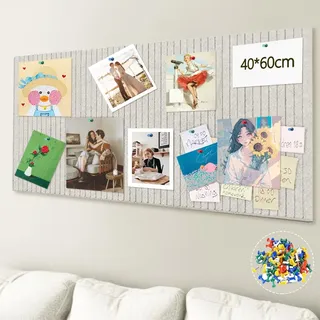 BIZOI Große Filz Pinnwand Selbstklebend, 60x40 cm Filzboard Memotafeln, Dekorative Pinnwand aus Filz, 0,9cm Dick, Faltbare Fototafel mit Selbstklebendem Klebeband für Büro, Zuhause, Schule (Hellbeige)