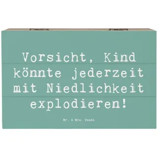 Mr. & Mrs. Panda Dekokiste 19 x 12 cm Spruch Explodierendes Kind - Meeresbrise - Geschenk, Niedl (1 St), Robustes Material blau