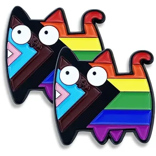 YAPKOLV 2 Stück Pride Pins, Emaille-Anstecker für Kleidung, Rucksack, LGBTQ+ Accessoires, Rainbow Friends Accessoires, Katzen-Pins, Geschenkidee für Pride Month (Regenbogen)