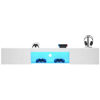 OKWISH Lowboard mit LED und Klapptüren, freistehend/hängend (TV-Schrank hochglanz,  TV-Board, 1 St., Breite:160cm), mit LED-Beleuchtung, Bluetooth-APP-Steuerung weiß