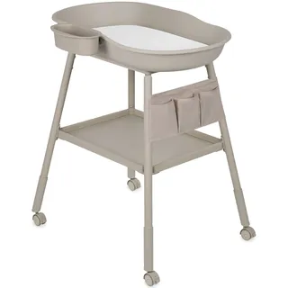 lionelo Wickeltisch mit Rollen, Wickelstation für Babys mit Organizer, Windelablage – wasserfester Wickelauflage - Beige