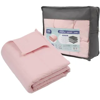 Harbour Housewares Gewichtsdecke mit Aufbewahrungstasche - 125 x 150cm - 4kg - Rosa - 1x Schwer Erwachsene Baumwolle Bett Abdeckung Werfen mit Glasperlen | Hochwertige 7-Lagen-Konstruktion | Angst