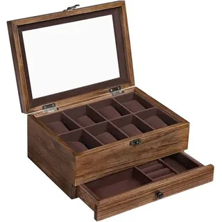 Rootz Uhrenbox – Uhrenbox mit 8 Fächern – Uhrenaufbewahrungsbox – Uhren-Organizer-Box – Uhrenbox aus Holz – Luxus-Uhrenbox – Reise-Uhr...