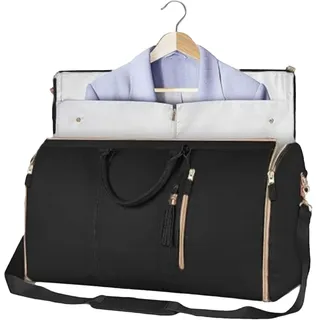 Reisetasche Kleidersack Faltbar - Kleidung Foldybag 2 in 1 Carry on Garment Duffle Bag - Wasserdichter Kleidertaschen Für Damen Und Herren - Umwandelbarer Handgepäck Anzugtasche Für Reise (Schwarz B)