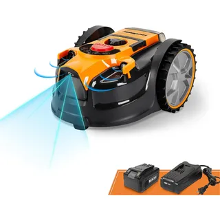 LAWNMASTER VBRM16 OcuMowTM Mähroboter für geeignet für bis zu 100 qm-Selbstfahrender Rasenmäher Roboter mit MX 24V 4.0Ah Lithium-Ionen Akku Ohne Kabel