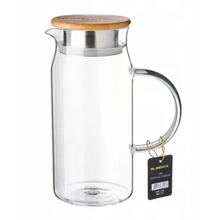 wilmax england Wilmax WL-888207/A Borosilikatglas Krug mit Bambusdeckel, 1000mL Kapazität