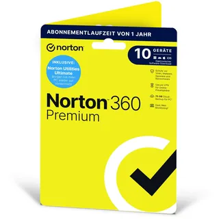 NortonLifeLock Norton 360 Premium inklusive Utilities Ultimate 2026 | 10 Geräte | 1 Jahr | Aktivierungscode in Originalverpackung