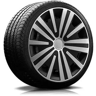 Radkappen-König 14“ Zoll RKK17 SP-Line NO1 Schwarz/Silber Radkappen/Radzierblenden 4 Stück