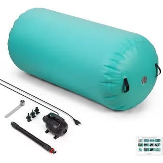 Leogreen Air Roller 120cm Aufblasbare Air Barrel Gymnastik Tumbling Matten, Airspot Gymnastikmatte mit Pumpe, Gymnastik Turnmatte Trainingsmatte
