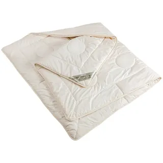 franknatur 4-Jahreszeitenbett Nadia, Füllung: 100% Merino-Schurwolle kbT, Bezug: 100% Baumwolle kbA, Bettdecke mit Merino-Wolle und Baumwolle in Bio-Qualität beige 155 cm x 220 cm