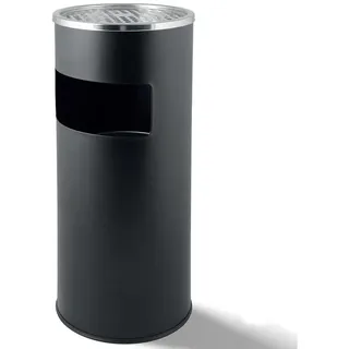 Grafner Grafner® 2in1 Edelstahl Standaschenbecher mit Mülleimer 30 Liter, Pulverbeschichtung, schwarz