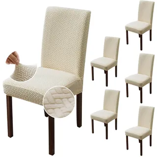 Genina Stuhlhussen für Esszimmerstuhlhussen Esszimmerstuhlhussen Stretch Küche Parsons Stuhlhussen (Beige, 6 Stück)