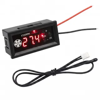 Ruvan Automatische Lüftersteuerung 12V mit LCD Display gegen Hitze, PWM 4-Pin Temperaturregler und Drehzahlregler für PC Gehäuse Fan, Intelligentes Regler Modul mit Temperatursensor, 1 Set