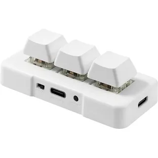 MK321U 3-Tasten-Kabelgebundene Mini-Angepasste Tastatur mit mechanischem blauem Schalter, abnehmbarem Datenkabel fuer Buero, Spiele, Multimedia, Weiss - Weiß