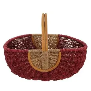 Frank-Flechtwaren FRANK FLECHTWAREN Einkaufskorb "Rot/Natur", toller einkaufsbegleiter, Schönes Geschenk, Praktisch