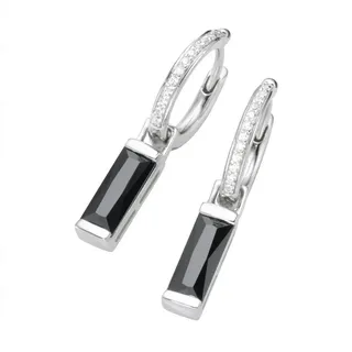 GIORGIO MARTELLO MILANO Paar Creolen mit Behang, Zirkonia weiß und schwarz, Silber 925 schwarz