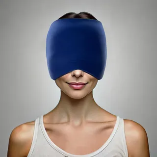 Newgen Medicals 360°-Migräne-Maske zum Kühlen und Wärmen, 2 Gel-Lagen, blau