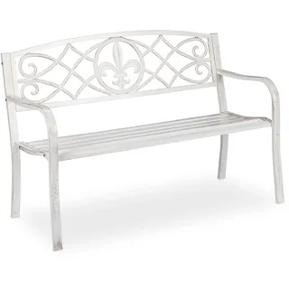Relaxdays Gartenbank 127 x 86 x 57 cm Weiß