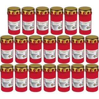 Gut & Günstig Grabkerze 20 Stück Grabkerze Dauerbrenner mit Deckel rot rot