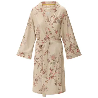 PiP Studio Kimono Naomi Kimono, knielang, Viskose, mit breitem Gürtel zum binden, Bindegürtel, mit Bindegürtel beige M