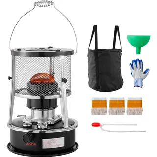 Vevor 9000 BTU Tragbarer Petroleumofen 2-in-1 Heizofen 2 kW Schwarz