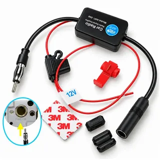 bolwins F86S 12V Universal Autoradio Antennenverstärker – Signalverstärker für Auto/LKW – Optimierter AM/FM Radioempfang – Starker Empfangsverbesserer für KFZ-Radio