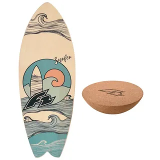 F2 Set Balance Board Surfer 87x32cm mit Kork Halbkugel