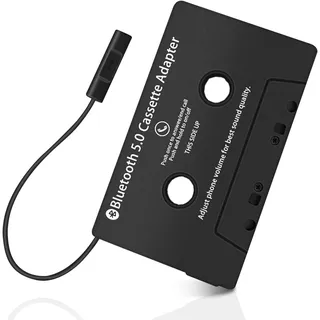 Pixelure Aux Adapter Auto Bluetooth 5.0 Audio Kassetten für das Auto, Kassetten zu AUX Kassette mit Mikrofon für Freisprechanrufe, Schwarz
