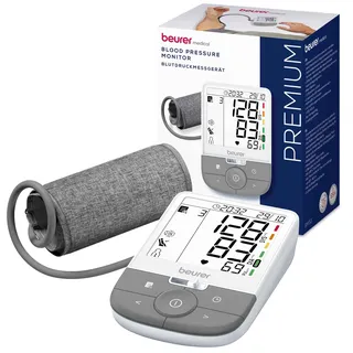 Beurer BM 53 Oberarm-Blutdruckmessgerät, made in Europe, klinisch validiert, AFib-Erkennung zur Schlaganfallprävention, Risikoindikator, Armumfänge 22-42cm, Datenübertragung zu Apple Health und co.