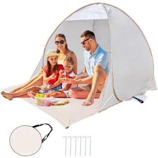 Strandmuschel Pop Up strandzelt Sonnenschutz Für Strand Garten, Strandmuschel Für 2-3 Personen UV-Schutz 50+ Windschutz wasserdicht Wurfzelt Pop Up Strand Zelt Für Camping Wandern Outdoor (Weiß)