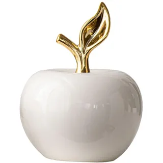 Milageto Äpfel Statue Keramik Äpfel Figur Geschenke Sammlung Tischplatte Obst Skulptur Ornament für Esszimmer Zuhause Bücherregal Dekor, Weiß, groß