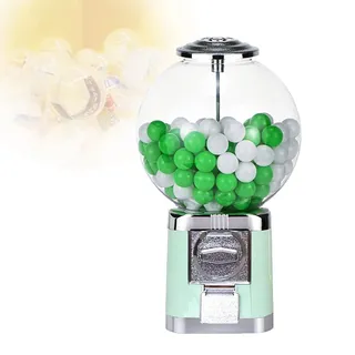CFDZCP Kaugummiautomat Candy Gumball-Verkaufsautomat, Big Bubble Gumball-Automat, Theken-Ball-Bulk-Verkaufsautomat for 1,26-Zoll-Bälle, Klassische Gumball-Flipper-Kapselspielzeugbank(Macrongreen)