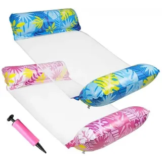 Set Aus 2 4-in-1-wasserhängematten Mit Netz Und Aufblasbarer Poolhängematte, Poolhängematte & Wasserhängematte, Schwimmendes Bett Und Liegestuhl Für Erwachsene Und Kinder, Blaues Ahornblatt Und Blatt